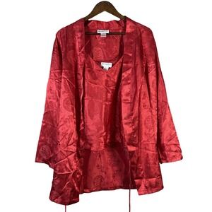 Vintage Bloomingdale's Satin Robe Camisole & Pants Set W/Chinese Dragon Pattern